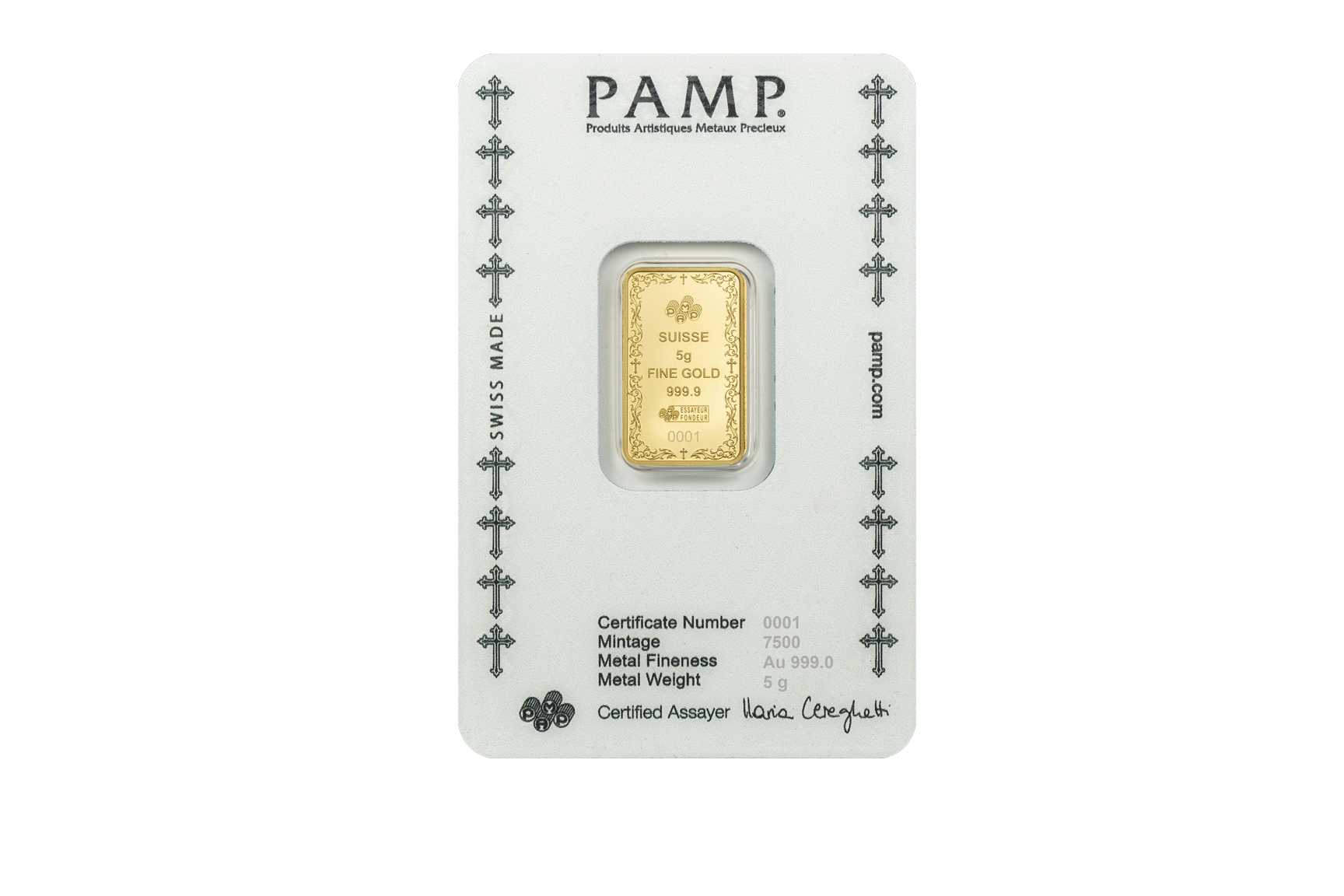 5g Gold Bar Cross of Christianity back