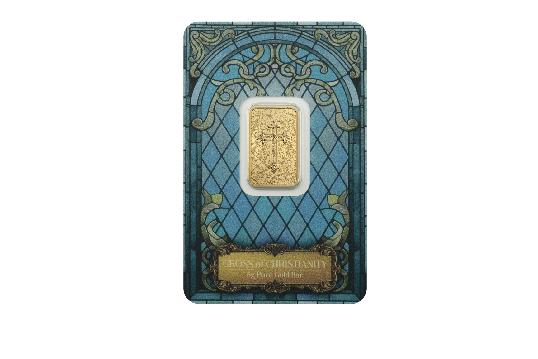 5g Gold Bar Cross of Christianity front
